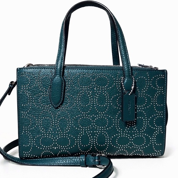 Coach Handbags - Coach CX286 Nina Small Tote Emerald Studded Signature Rivets NWT